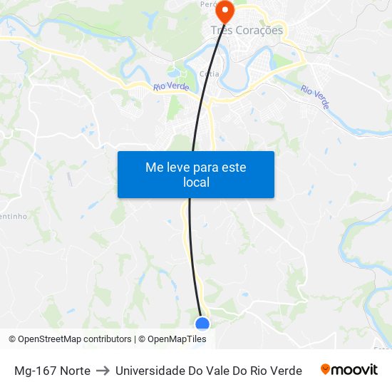 Mg-167 Norte to Universidade Do Vale Do Rio Verde map