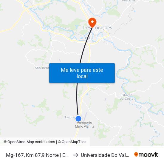 Mg-167, Km 87,9 Norte | Entr. Para Taquaral to Universidade Do Vale Do Rio Verde map