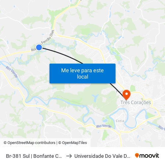 Br-381 Sul | Bonfante Churrascaria to Universidade Do Vale Do Rio Verde map
