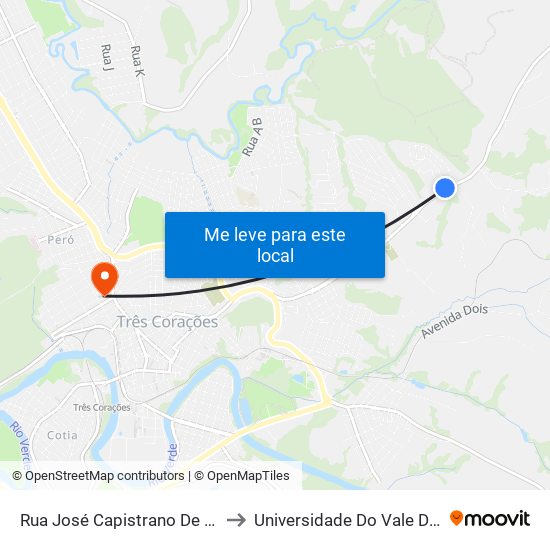 Rua José Capistrano De Souza, 2291 to Universidade Do Vale Do Rio Verde map