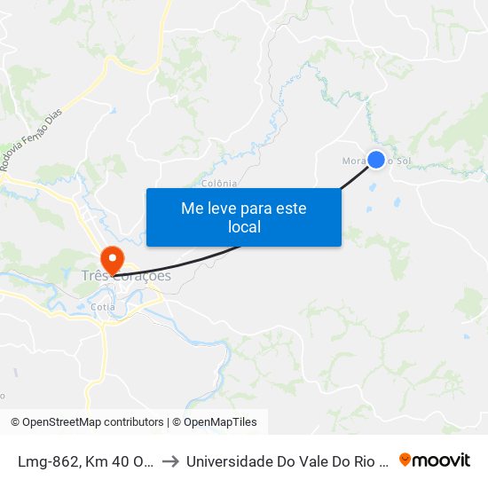 Lmg-862, Km 40 Oeste to Universidade Do Vale Do Rio Verde map