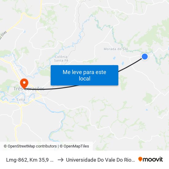 Lmg-862, Km 35,9 Leste to Universidade Do Vale Do Rio Verde map