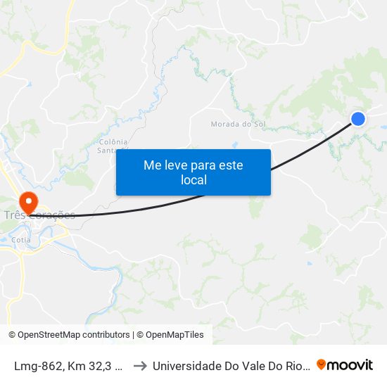 Lmg-862, Km 32,3 Oeste to Universidade Do Vale Do Rio Verde map