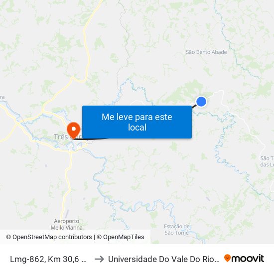 Lmg-862, Km 30,6 Oeste to Universidade Do Vale Do Rio Verde map