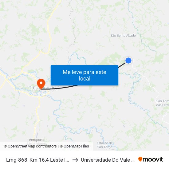 Lmg-868, Km 16,4 Leste | Entr. Lmg-862 to Universidade Do Vale Do Rio Verde map