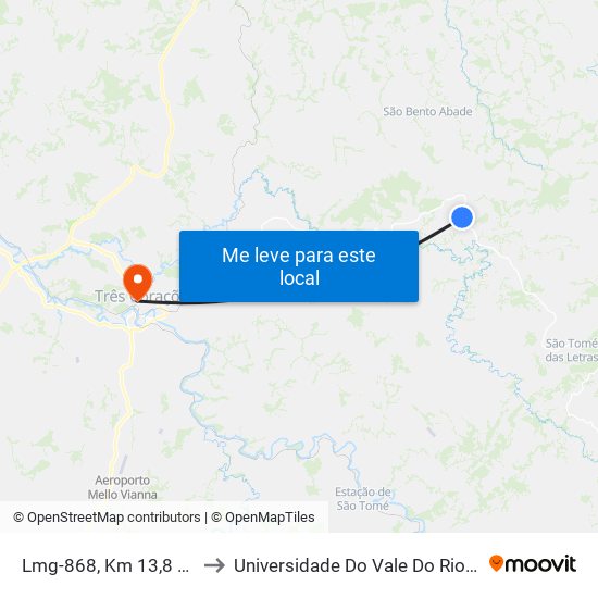 Lmg-868, Km 13,8 Leste to Universidade Do Vale Do Rio Verde map