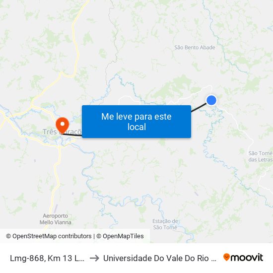 Lmg-868, Km 13 Leste to Universidade Do Vale Do Rio Verde map