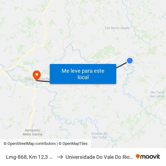 Lmg-868, Km 12,3 Oeste to Universidade Do Vale Do Rio Verde map