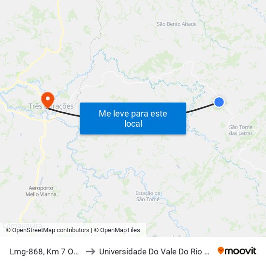 Lmg-868, Km 7 Oeste to Universidade Do Vale Do Rio Verde map
