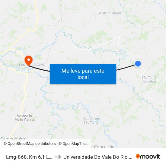 Lmg-868, Km 6,1 Leste to Universidade Do Vale Do Rio Verde map