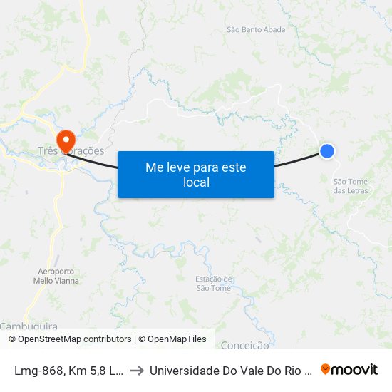 Lmg-868, Km 5,8 Leste to Universidade Do Vale Do Rio Verde map