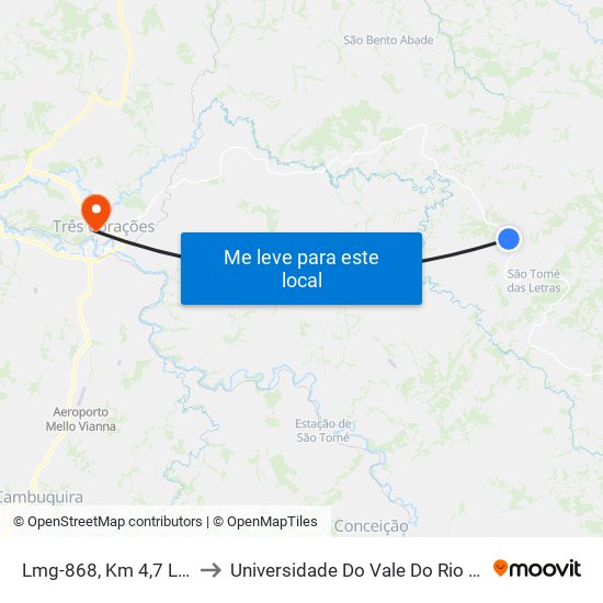Lmg-868, Km 4,7 Leste to Universidade Do Vale Do Rio Verde map