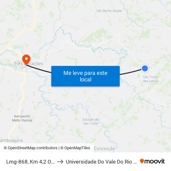 Lmg-868, Km 4,2 Oeste to Universidade Do Vale Do Rio Verde map