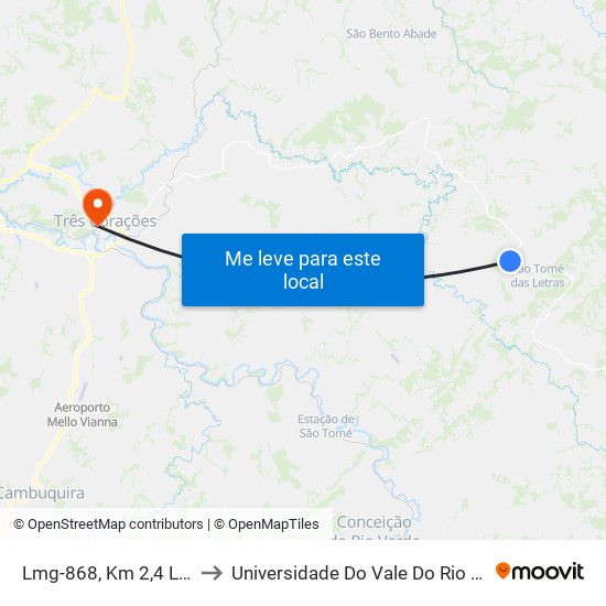 Lmg-868, Km 2,4 Leste to Universidade Do Vale Do Rio Verde map