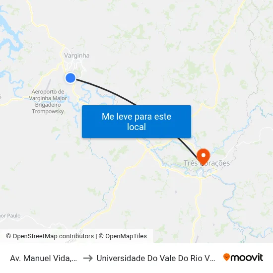 Av. Manuel Vida, 50 to Universidade Do Vale Do Rio Verde map