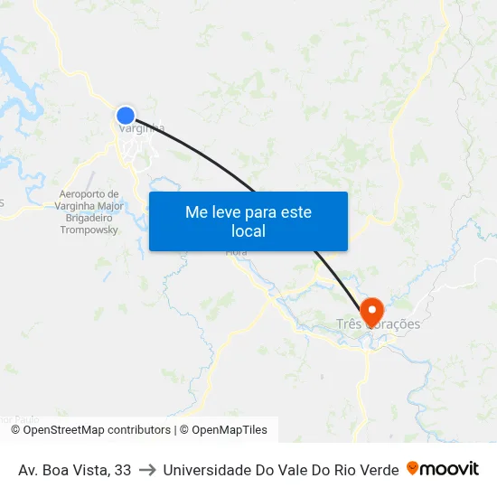 Av. Boa Vista, 33 to Universidade Do Vale Do Rio Verde map