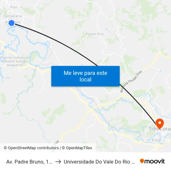 Av. Padre Bruno, 1198 to Universidade Do Vale Do Rio Verde map