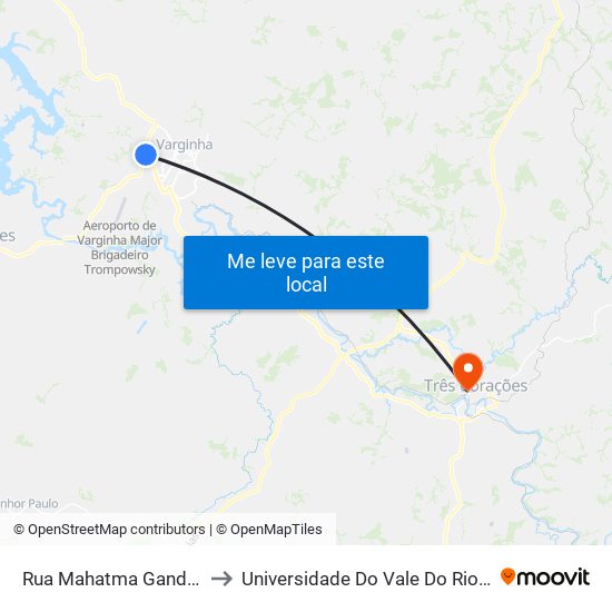 Rua Mahatma Gandhi, 95 to Universidade Do Vale Do Rio Verde map