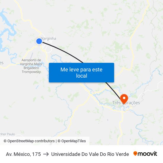 Av. México, 175 to Universidade Do Vale Do Rio Verde map