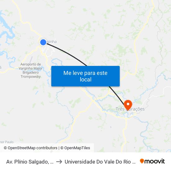 Av. Plínio Salgado, 395 to Universidade Do Vale Do Rio Verde map