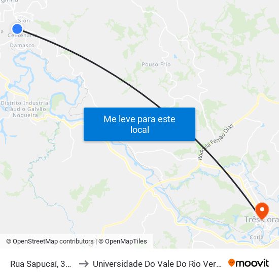 Rua Sapucaí, 395 to Universidade Do Vale Do Rio Verde map