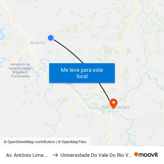 Av. Antônio Lima Reis to Universidade Do Vale Do Rio Verde map