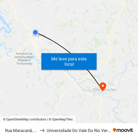 Rua Maracanã, 30 to Universidade Do Vale Do Rio Verde map