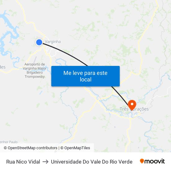 Rua Nico Vidal to Universidade Do Vale Do Rio Verde map