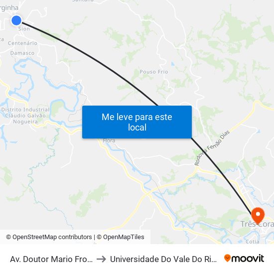 Av. Doutor Mario Frota, 68 to Universidade Do Vale Do Rio Verde map