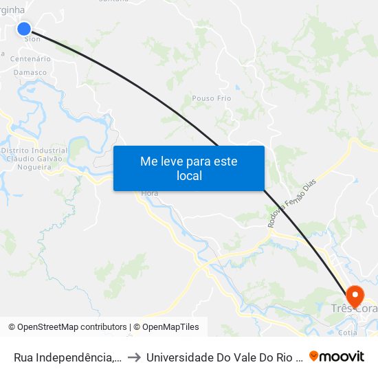 Rua Independência, 270 to Universidade Do Vale Do Rio Verde map