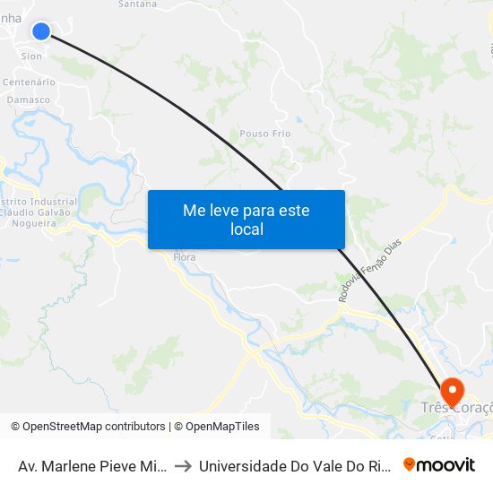 Av. Marlene Pieve Miranda to Universidade Do Vale Do Rio Verde map
