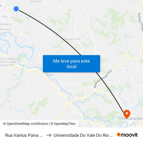 Rua Vanius Paiva Silva to Universidade Do Vale Do Rio Verde map