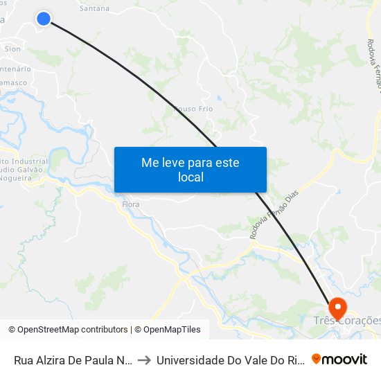 Rua Alzira De Paula Narente to Universidade Do Vale Do Rio Verde map