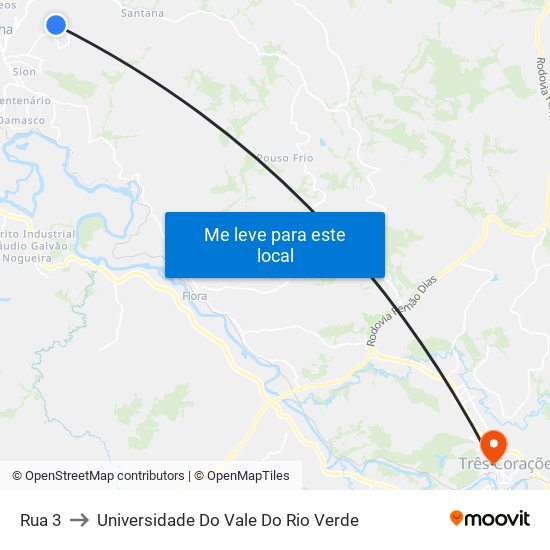 Rua 3 to Universidade Do Vale Do Rio Verde map