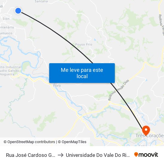 Rua José Cardoso Gomes to Universidade Do Vale Do Rio Verde map