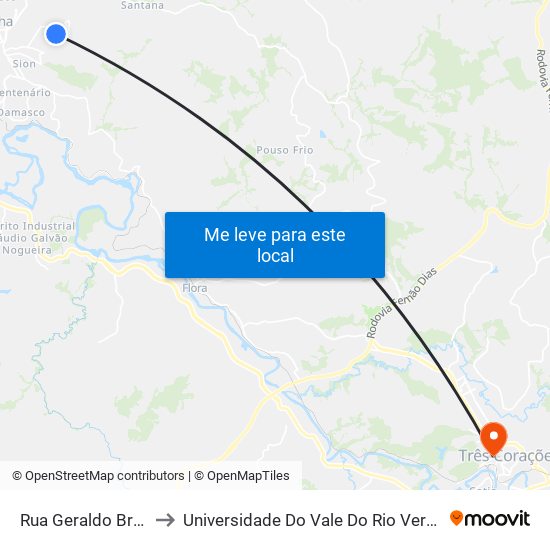 Rua Geraldo Braz to Universidade Do Vale Do Rio Verde map