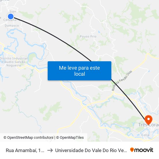 Rua Amambaí, 131 to Universidade Do Vale Do Rio Verde map