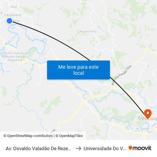 Av. Osvaldo Valadão De Rezende, 1465 | Sentido Centro to Universidade Do Vale Do Rio Verde map