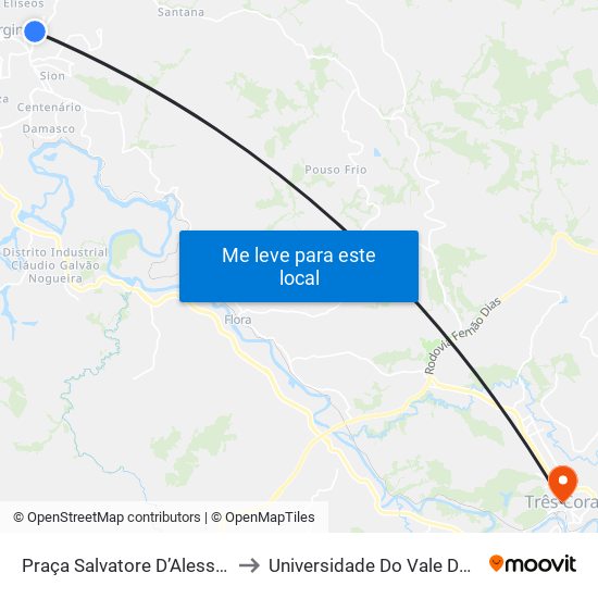 Praça Salvatore D’Alessandro, 119 to Universidade Do Vale Do Rio Verde map