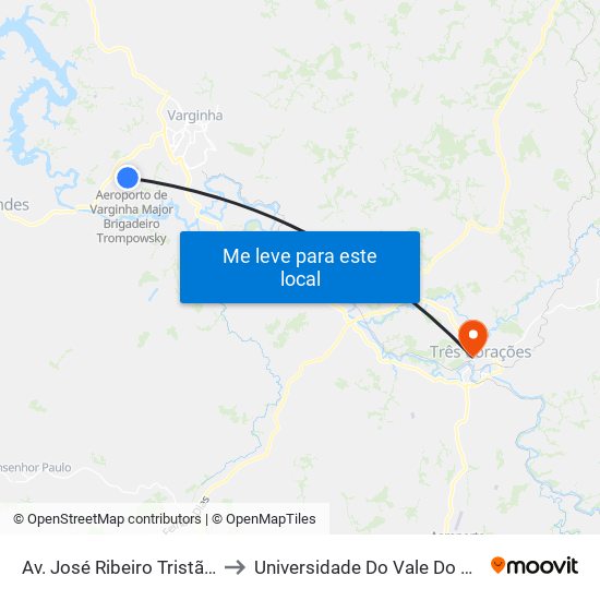 Av. José Ribeiro Tristão, 2001 to Universidade Do Vale Do Rio Verde map