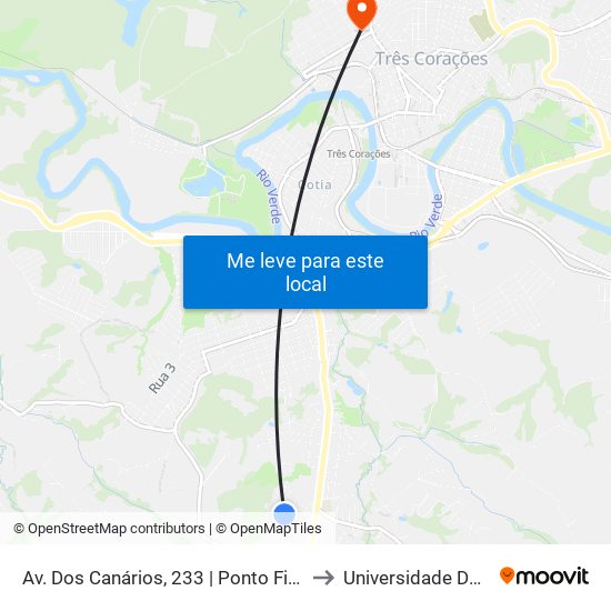 Av. Dos Canários, 233 | Ponto Final Da Linha 01 No Jardim Fabiana to Universidade Do Vale Do Rio Verde map