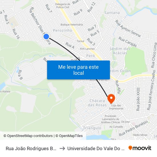 Rua João Rodrigues Beck, 401 to Universidade Do Vale Do Rio Verde map