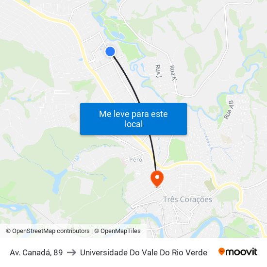 Av. Canadá, 89 to Universidade Do Vale Do Rio Verde map