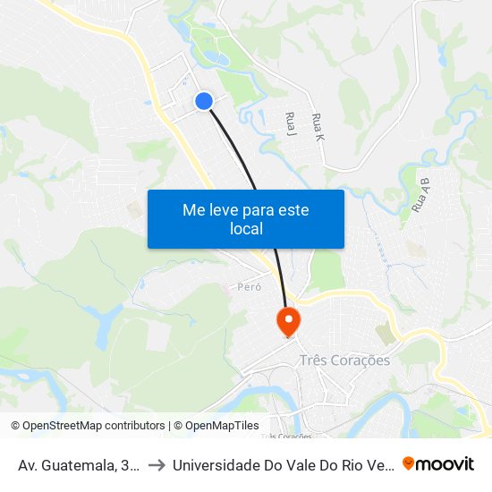 Av. Guatemala, 385 to Universidade Do Vale Do Rio Verde map