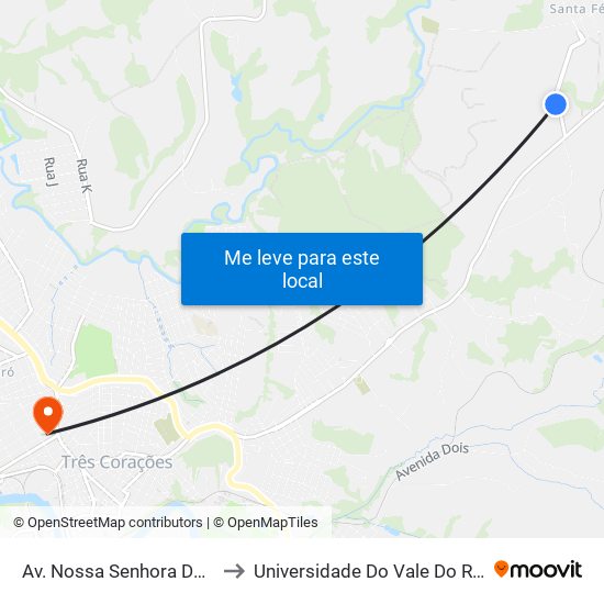 Av. Nossa Senhora Do Monte to Universidade Do Vale Do Rio Verde map