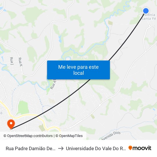 Rua Padre Damião Deveuster to Universidade Do Vale Do Rio Verde map