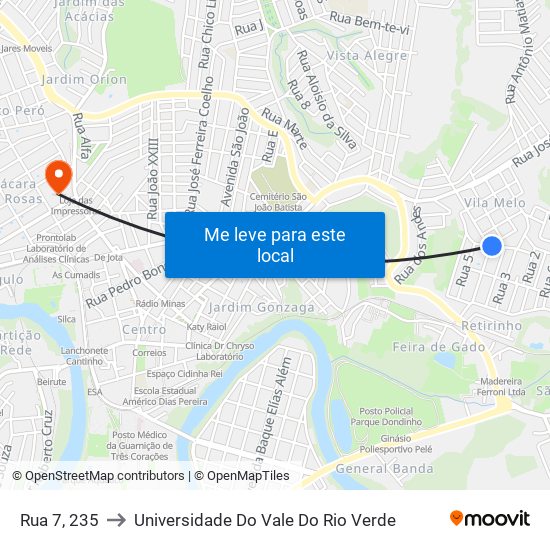 Rua 7, 235 to Universidade Do Vale Do Rio Verde map