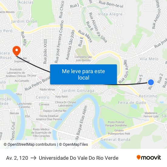 Av. 2, 120 to Universidade Do Vale Do Rio Verde map