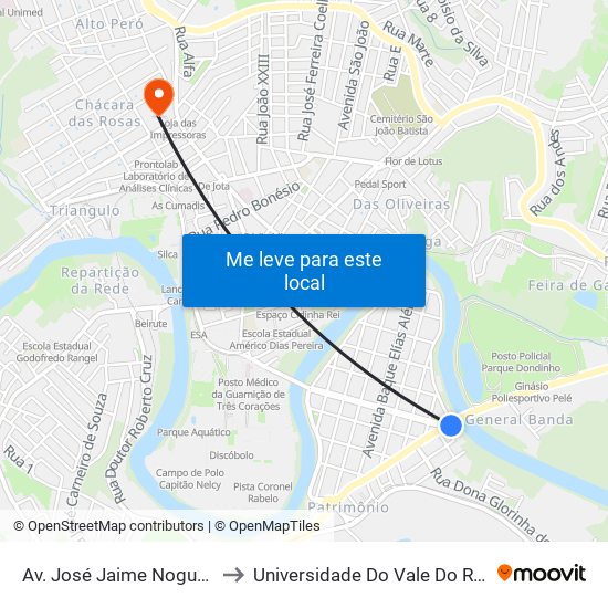 Av. José Jaime Nogueira, 15 to Universidade Do Vale Do Rio Verde map
