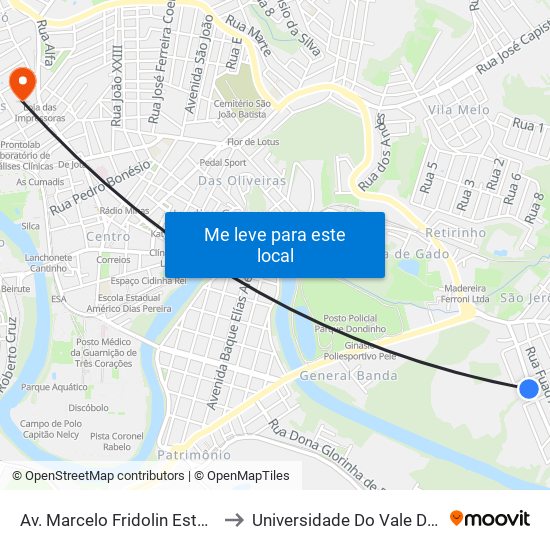 Av. Marcelo Fridolin Estermann, 300 to Universidade Do Vale Do Rio Verde map
